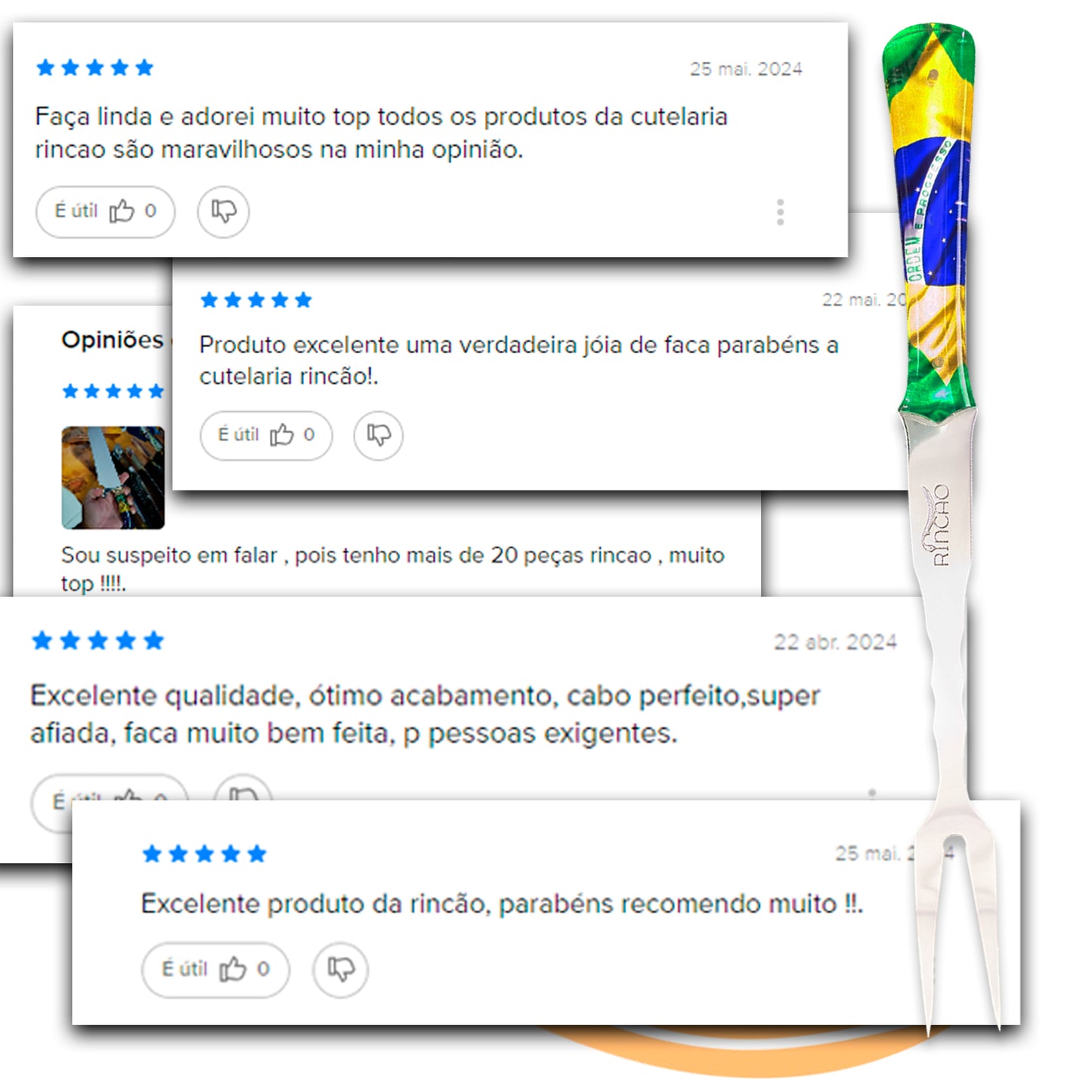 Garfo Artesanal Churrasco 10pol Aço Inox Cabo Brasil