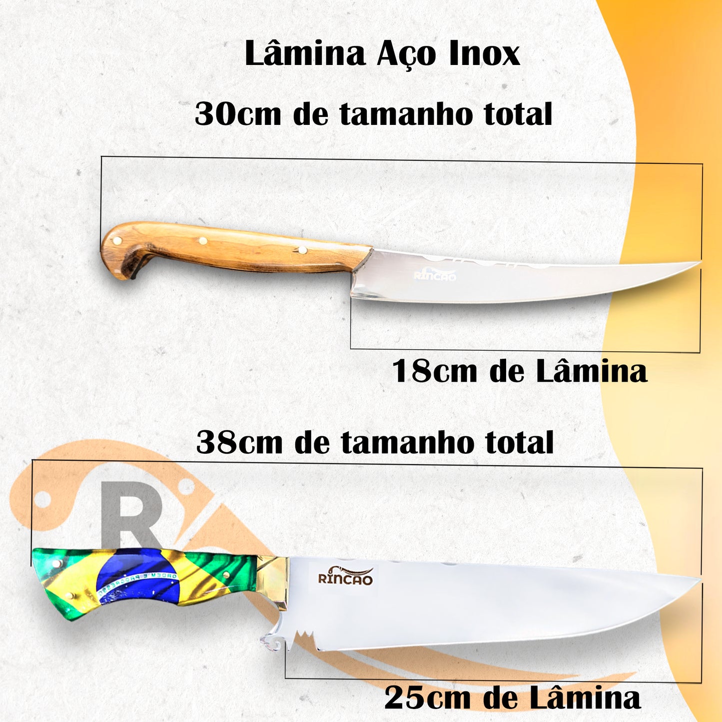 Kit Combo 2 Facas Artesanais Churrasco Aço Inox Profissional