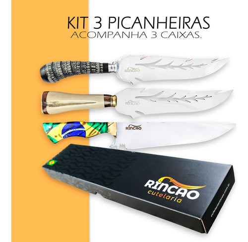 3 Facas Artesanais Revenda Preço Atacado 10pol Aço Inox