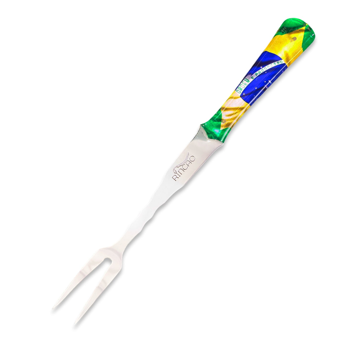 Garfo Artesanal Churrasco 10pol Aço Inox Cabo Brasil