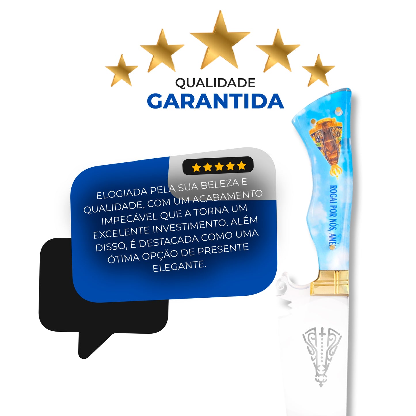 Faca Artesanal 10pol Aço Inox Nossa Senhora Personalizada
