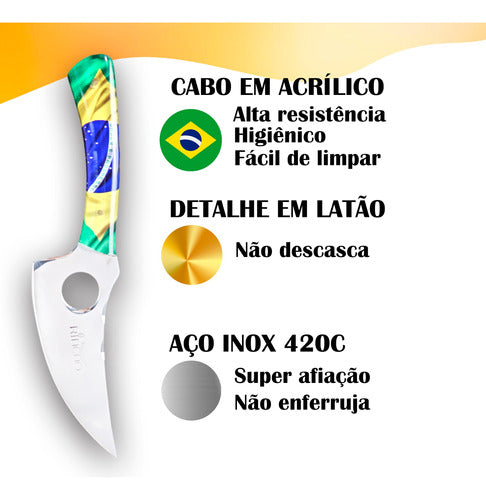 Faca Coreadeira 6pol Aço Inox 420c Cabo Especial