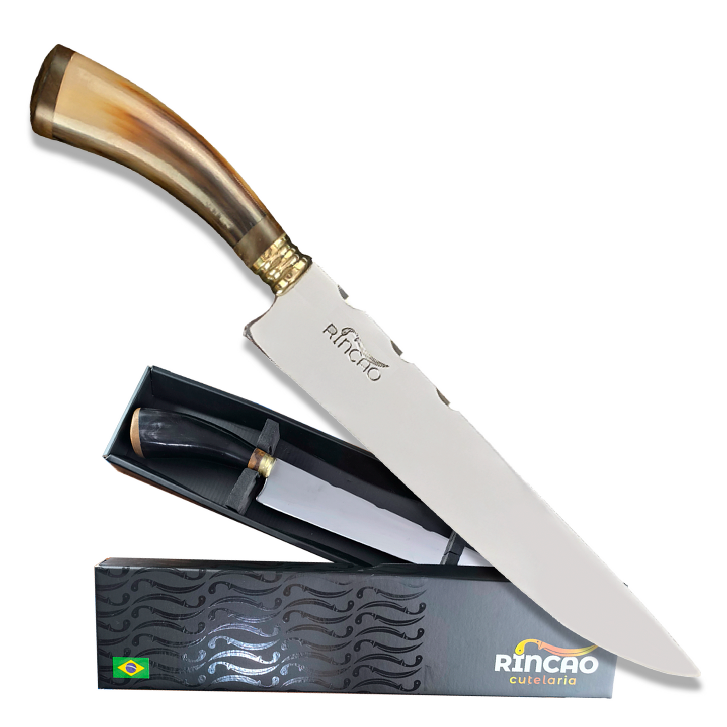Faca Churrasco 10'' Rincão Aço Inox 420c Chifre Bovino