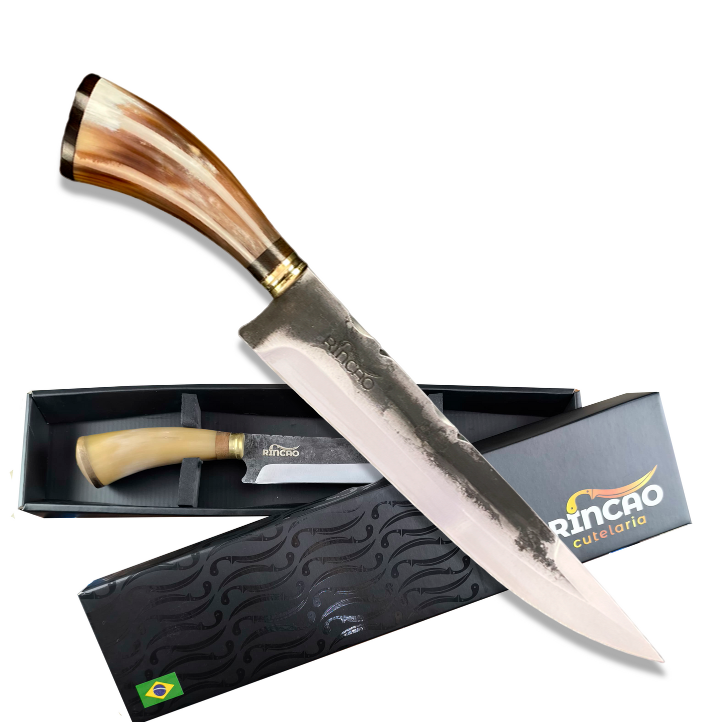 Faca Churrasco 10'' Rincão Aço Carbono 1070 Chifre Bovino