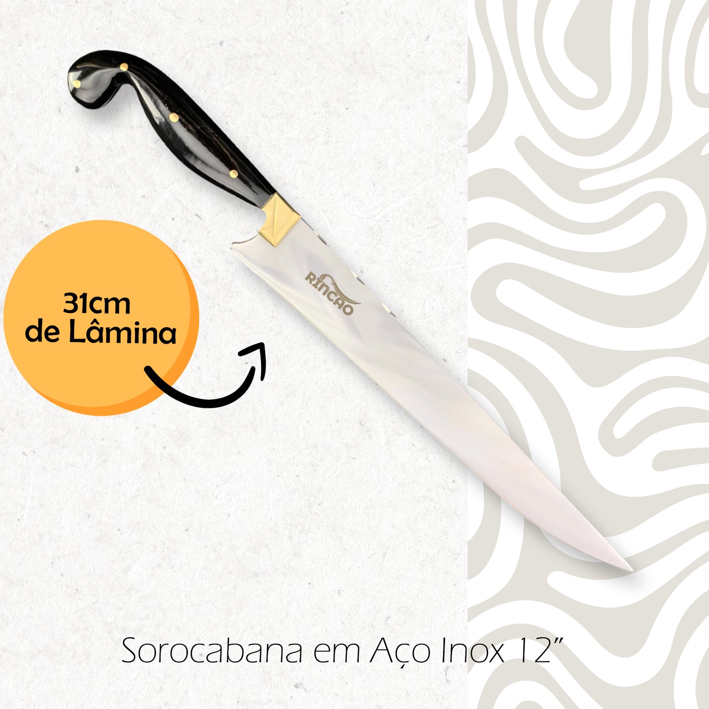 Faca Sorocabana 12pol Aço Inox 420c Cabo Decorado