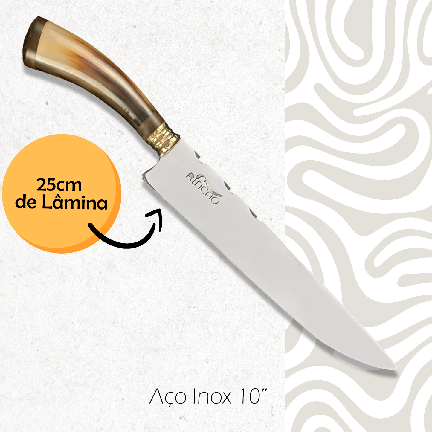 Faca Churrasco 10'' Rincão Aço Inox 420c Chifre Bovino