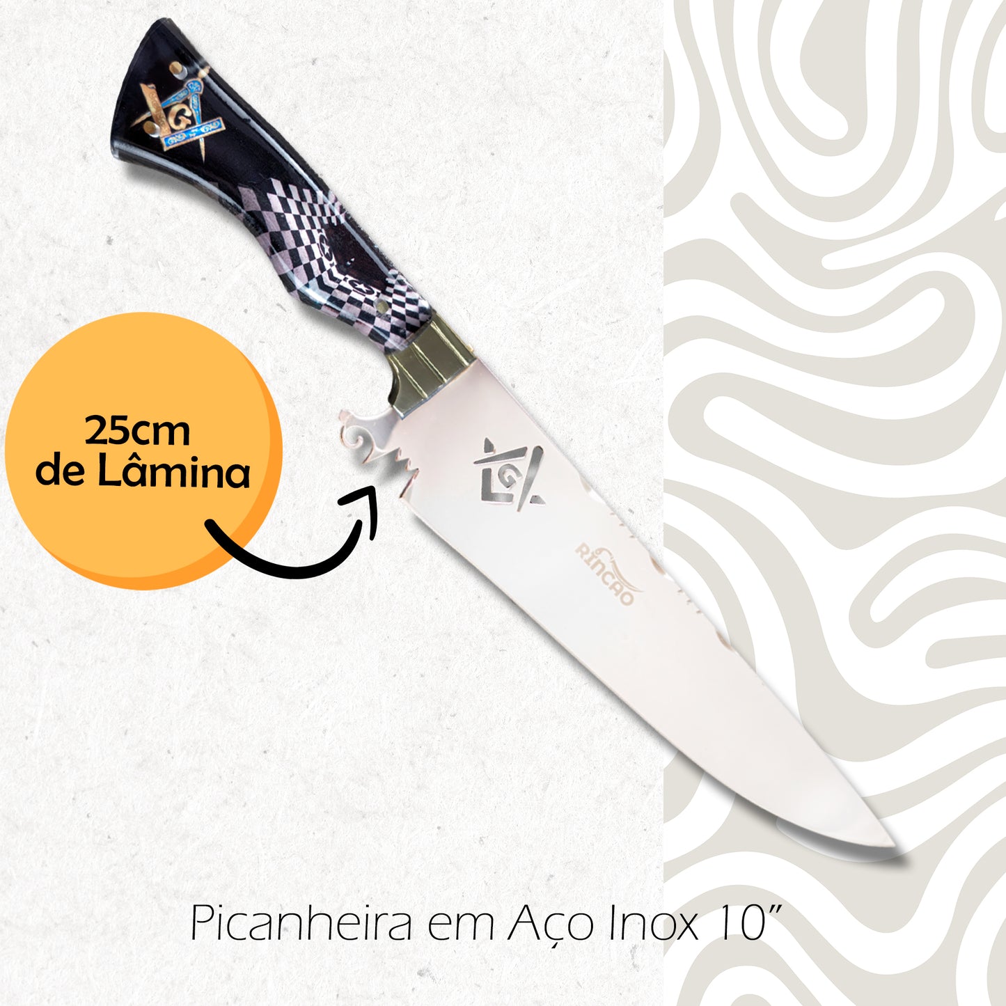 Faca Artesanal 10pol Aço Inox Maçom Personalizada