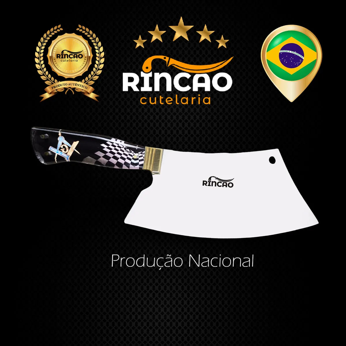 Cutelo Maçonaria Maçom Artesanal Churrasco 8 Polegadas