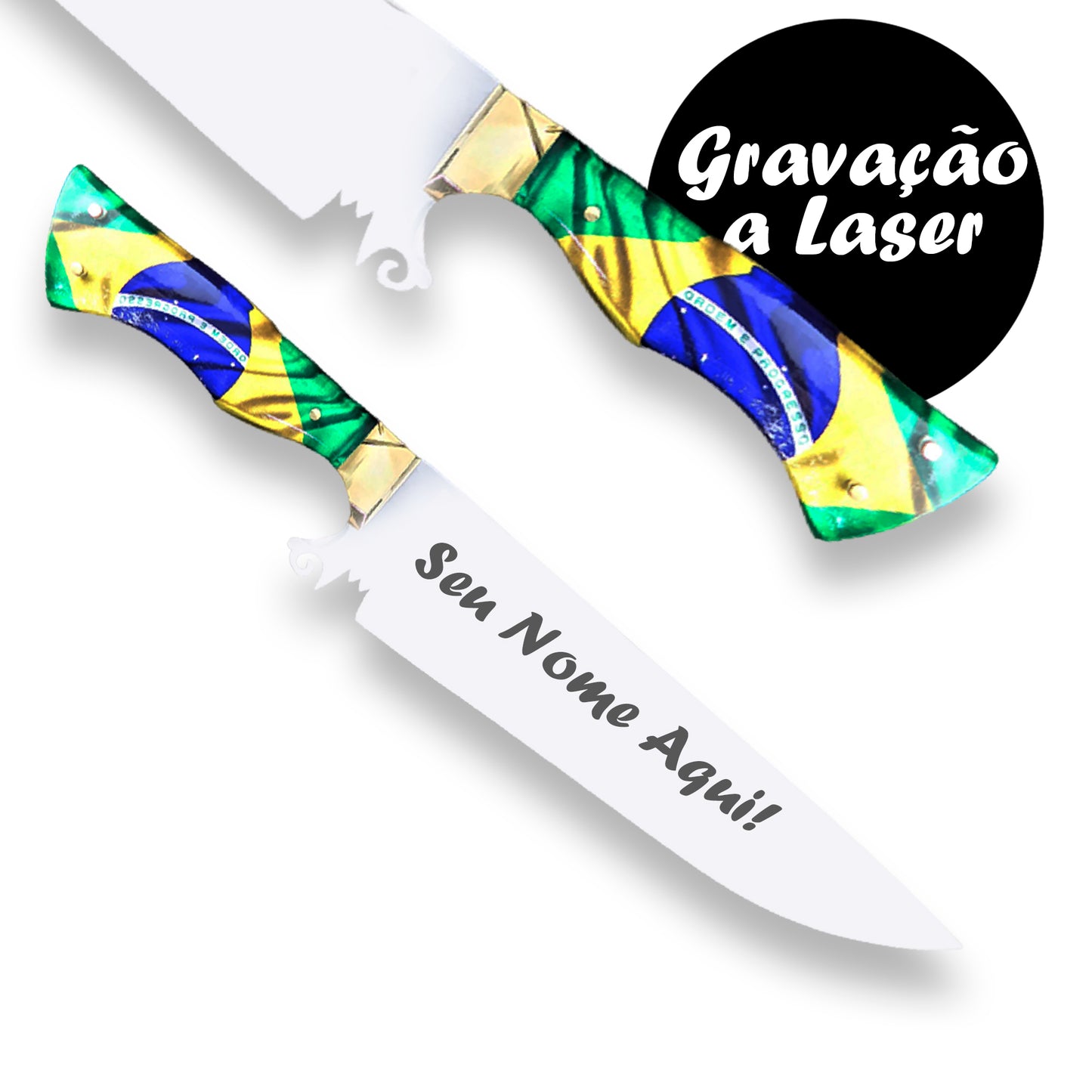 Faca Artesanal Churrasco 10pol Cabo Eua X Brasil Customizada