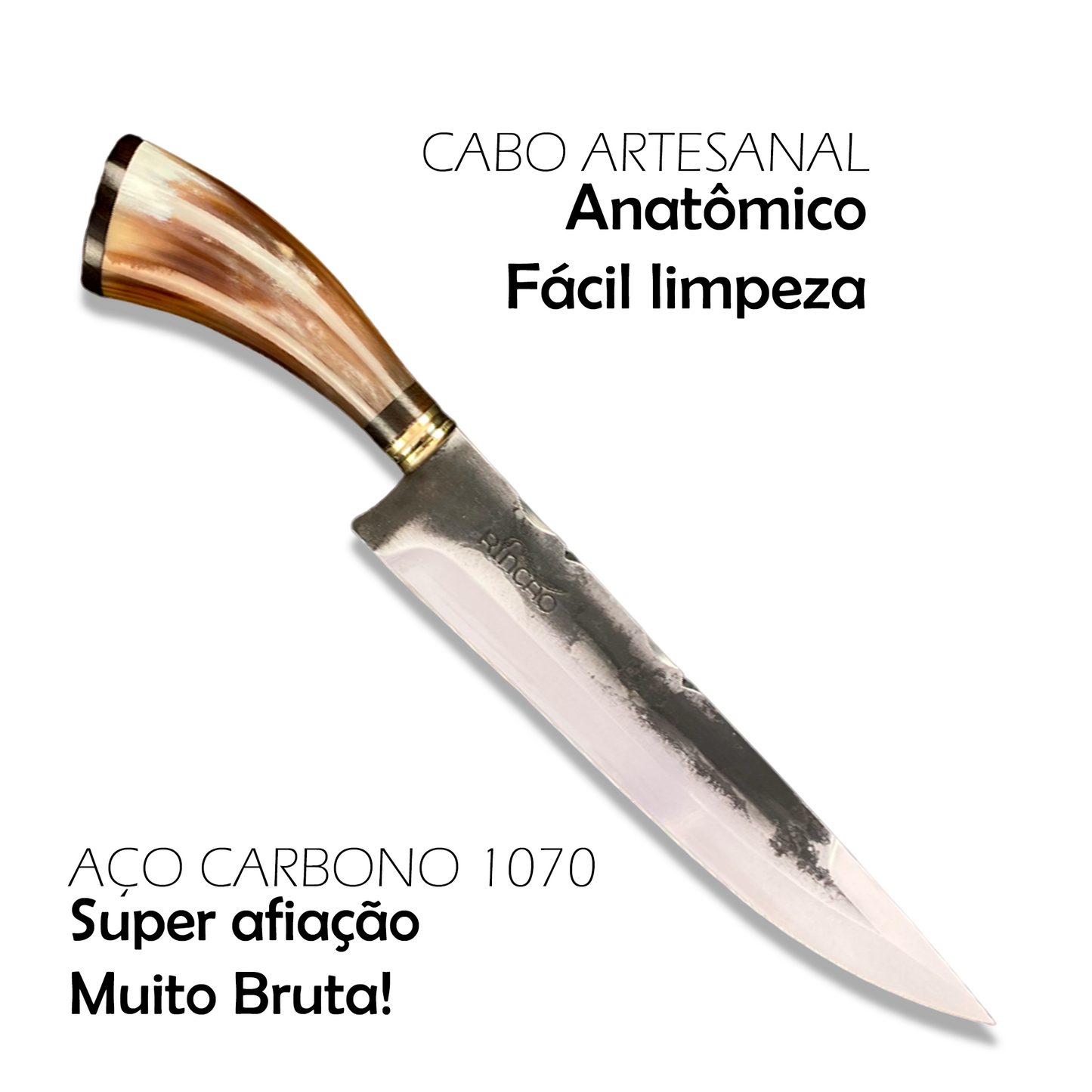 Faca Churrasco 10'' Rincão Aço Carbono 1070 Chifre Bovino
