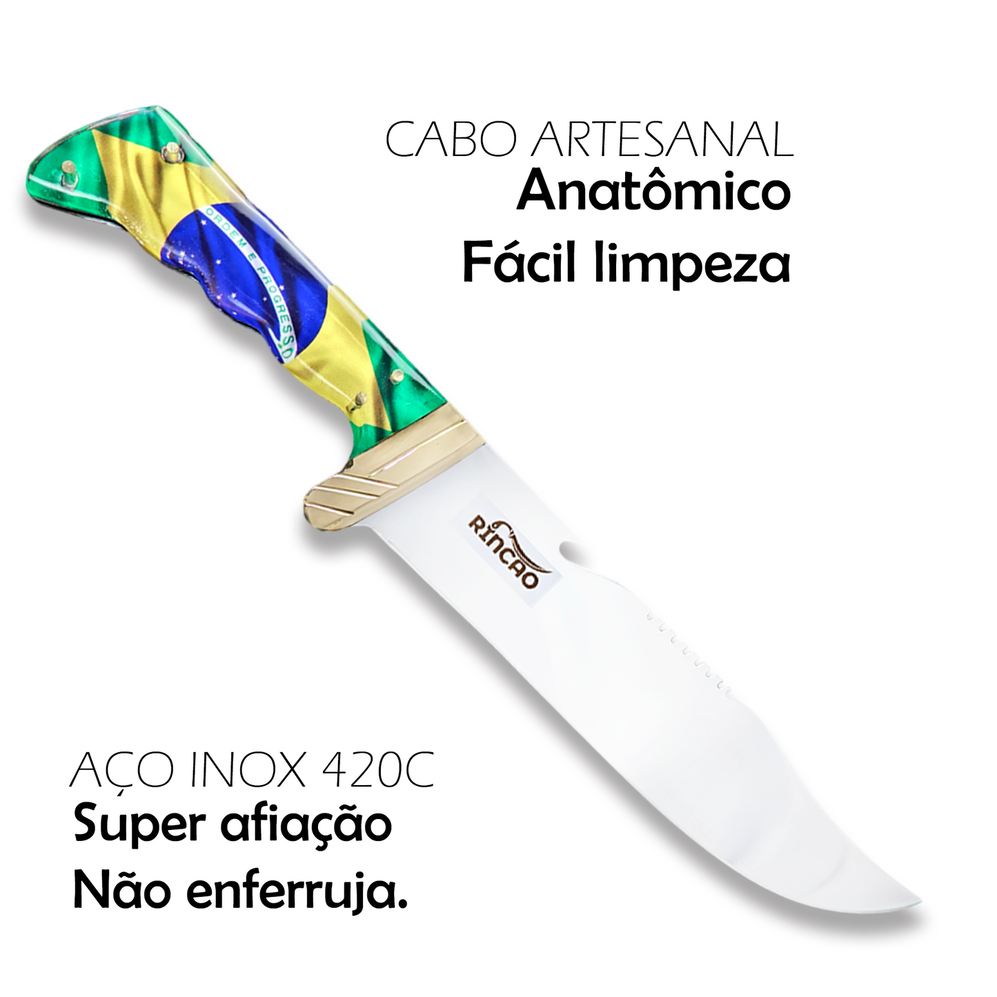 Faca Bowie 10'' Aço Inox Camping Caça Bruta