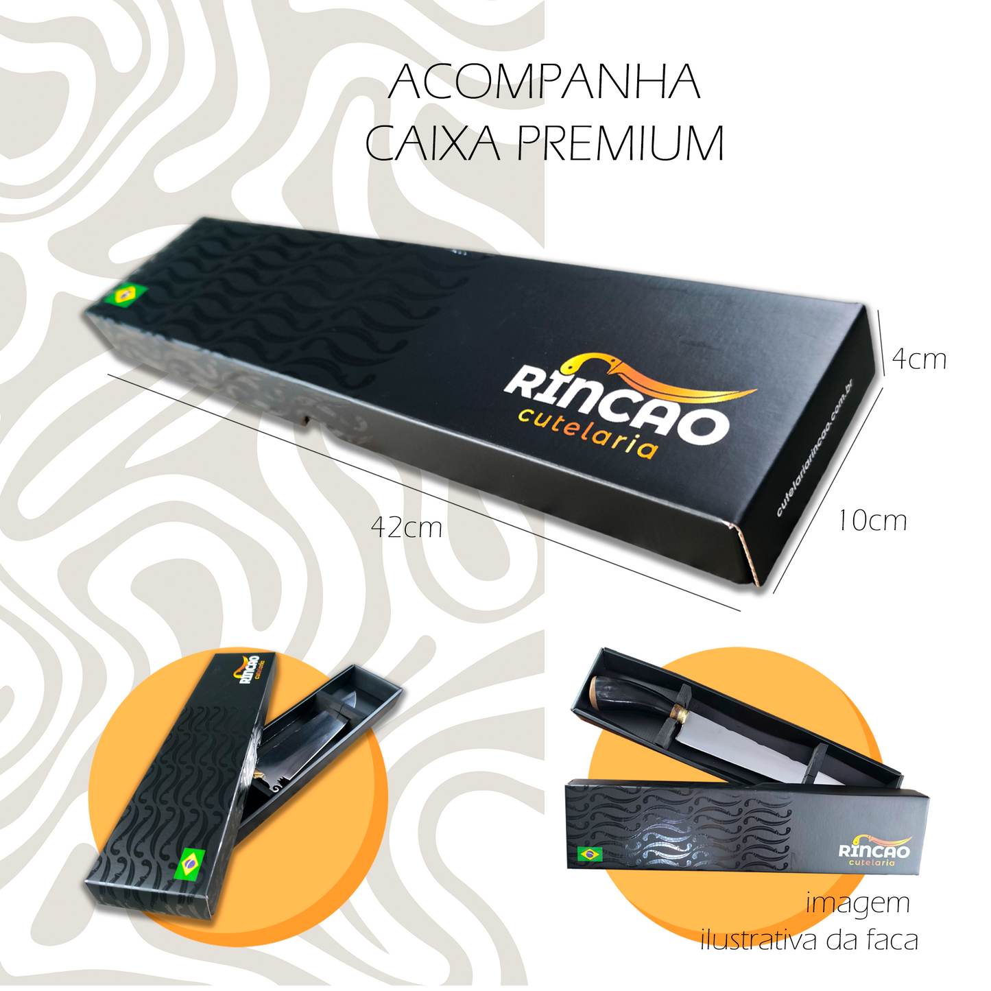 Faca Churrasco 10'' Rincão Aço Inox 420c Chifre Bovino