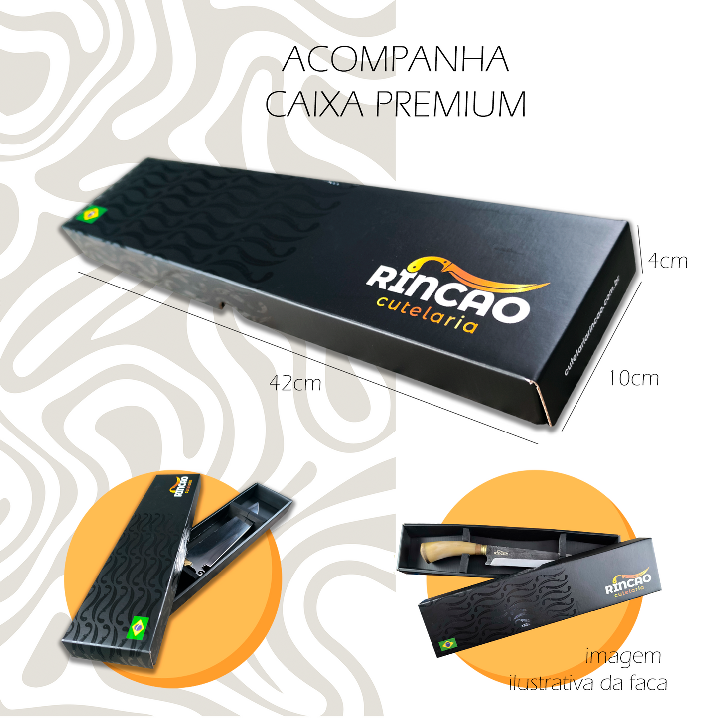 Faca Churrasco 10'' Rincão Aço Carbono 1070 Chifre Bovino