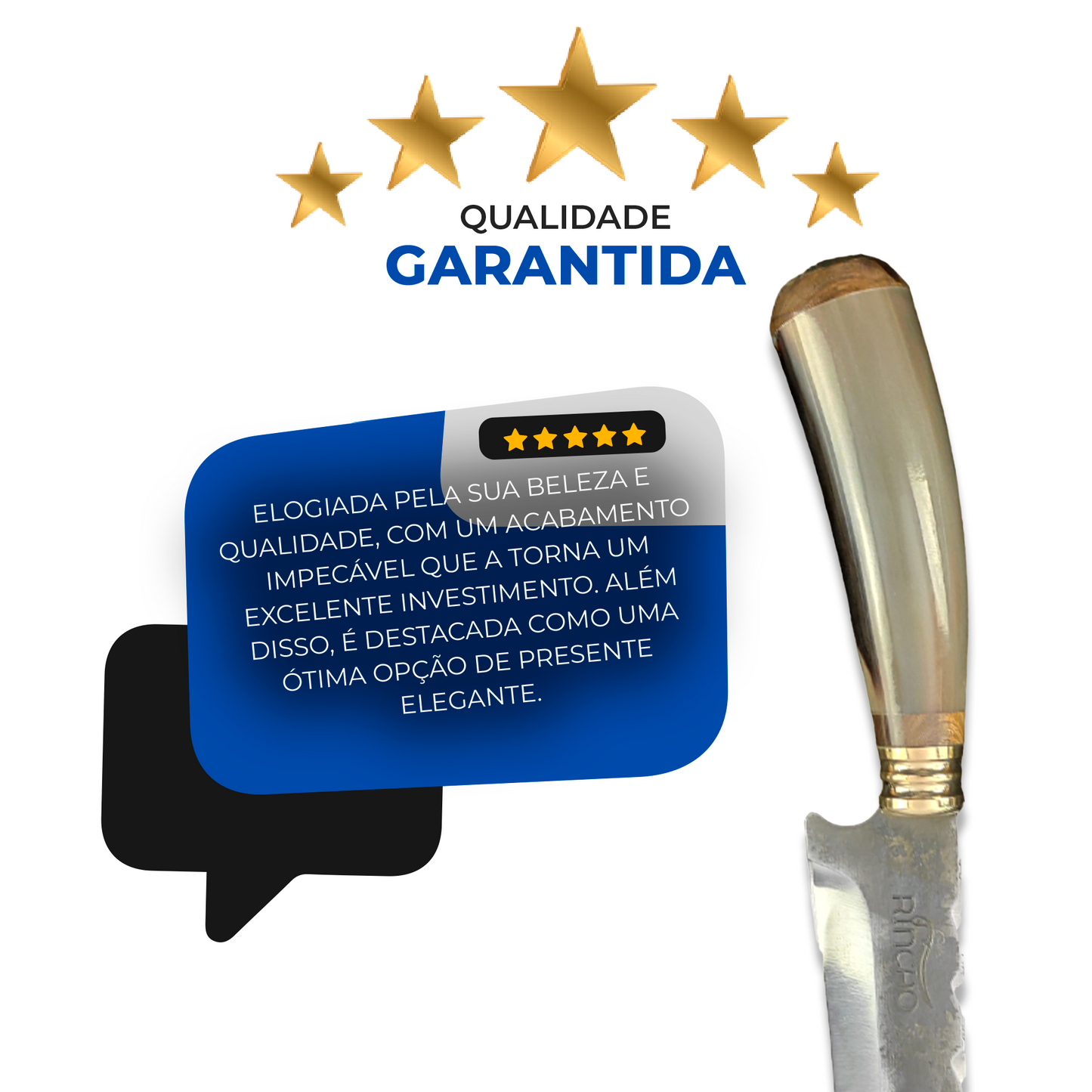 Faca Churrasco 10'' Rincão Aço Carbono 1070 Chifre Bovino