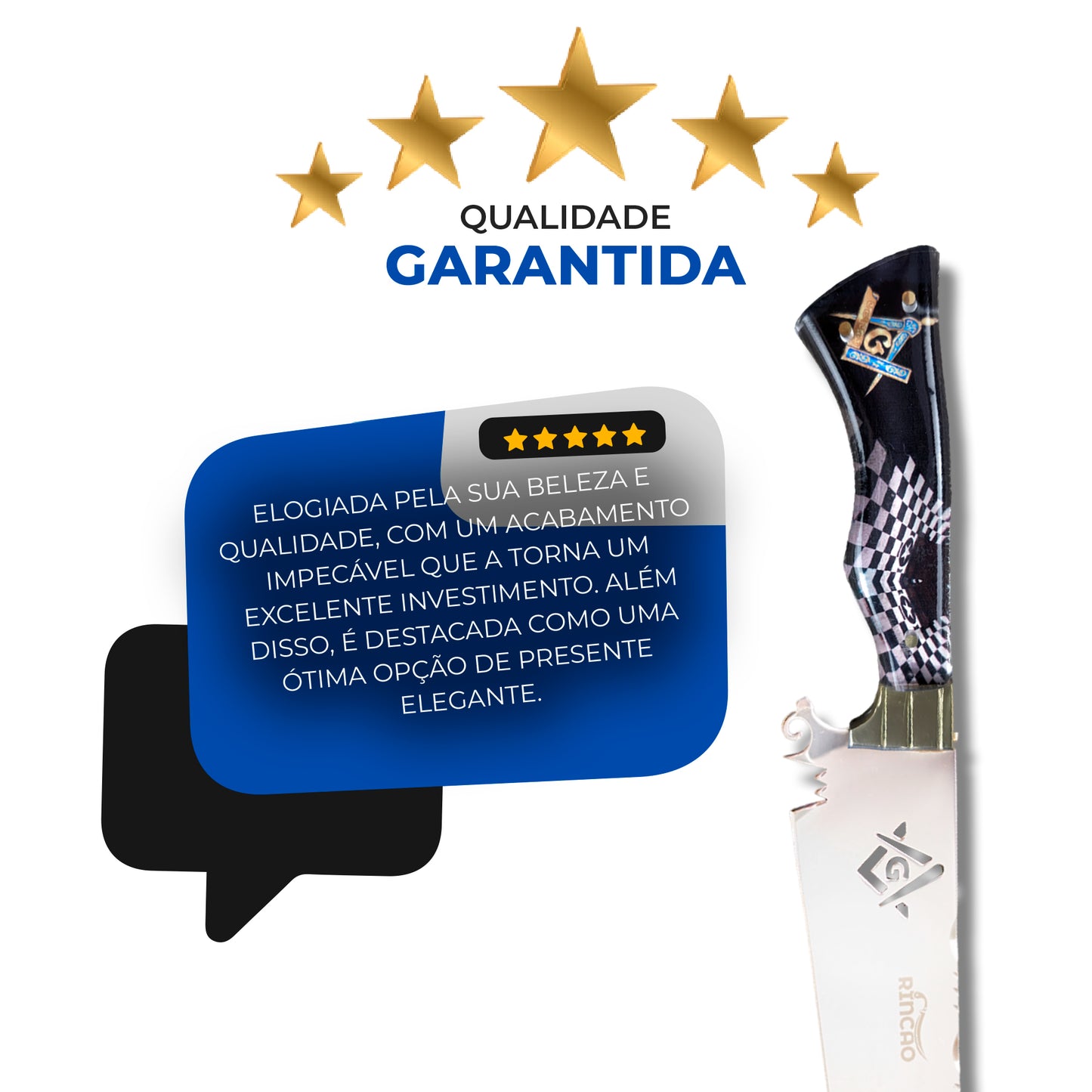 Faca Artesanal 10pol Aço Inox Maçom Personalizada