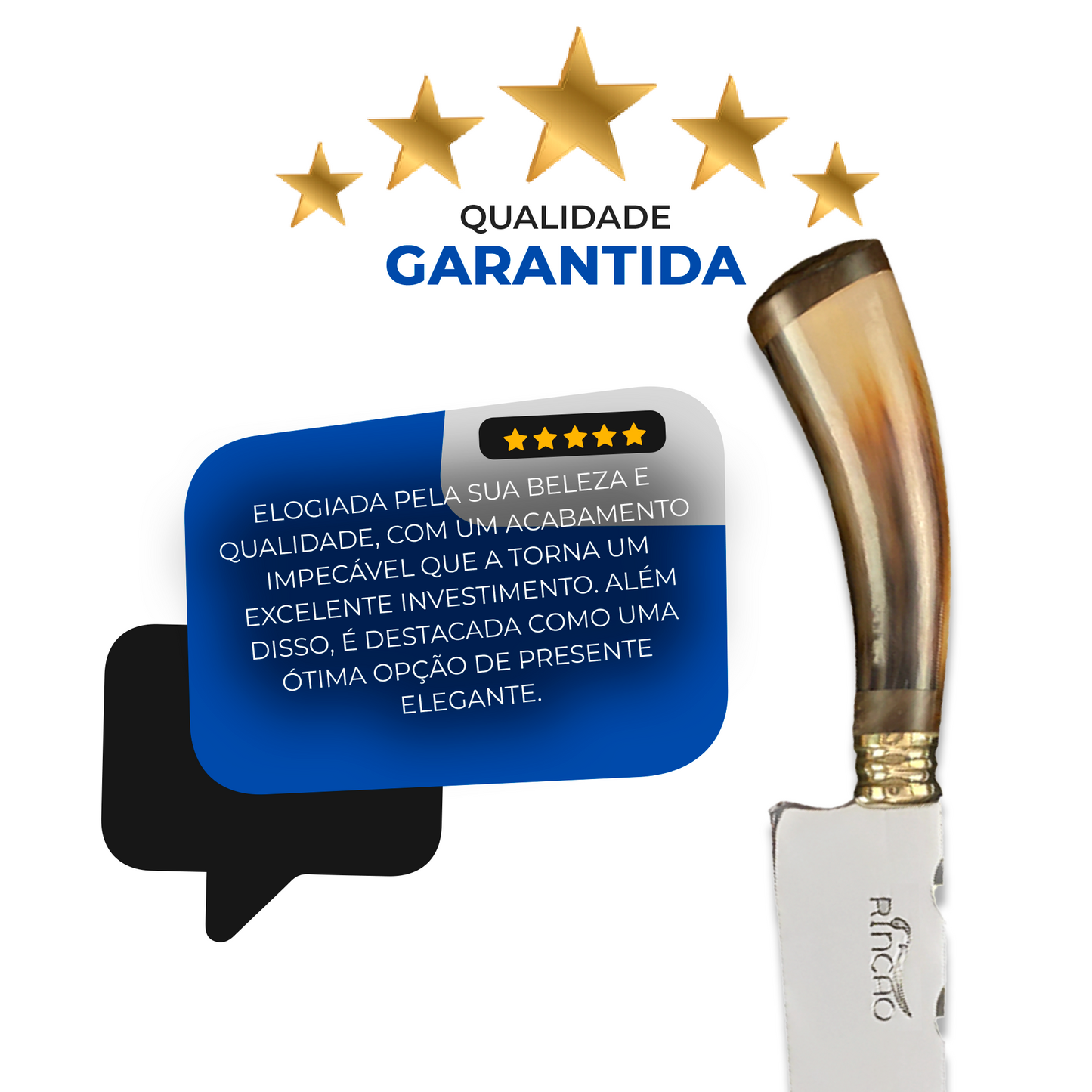 Faca Churrasco 10'' Rincão Aço Inox 420c Chifre Bovino