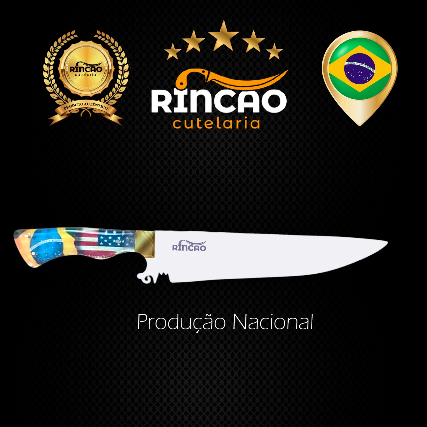 Faca Artesanal Churrasco 10pol Cabo Eua X Brasil Customizada