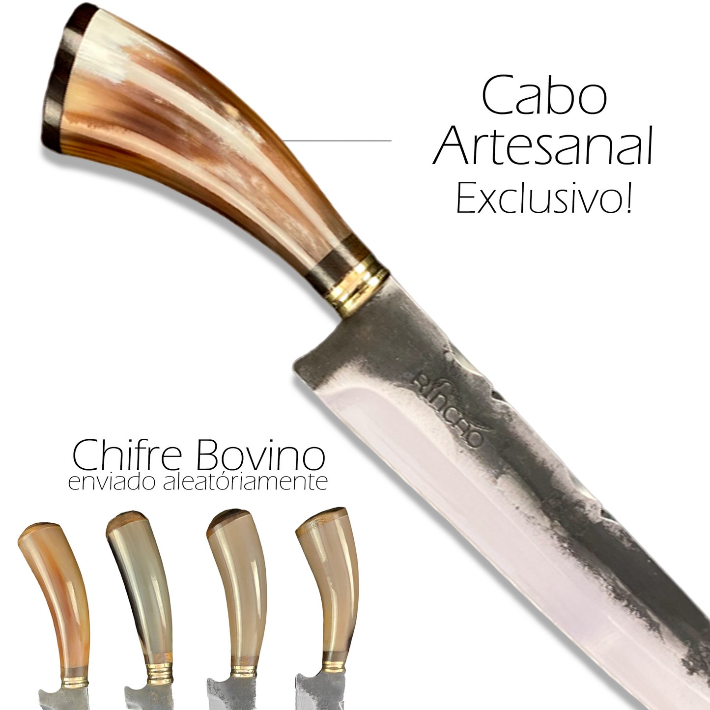 Faca Churrasco 10'' Rincão Aço Carbono 1070 Chifre Bovino