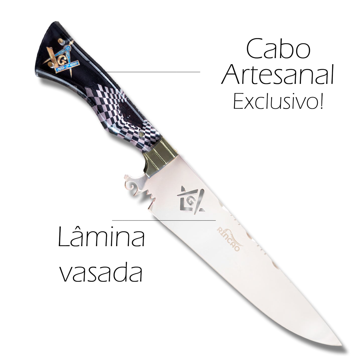 Faca Artesanal 10pol Aço Inox Maçom Personalizada