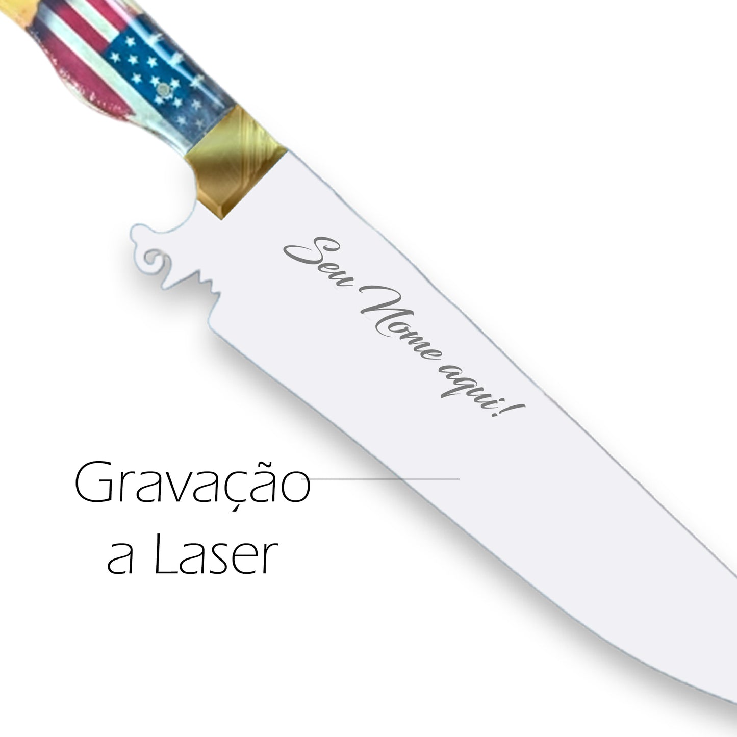 Faca Artesanal Churrasco 10pol Cabo Eua X Brasil Customizada