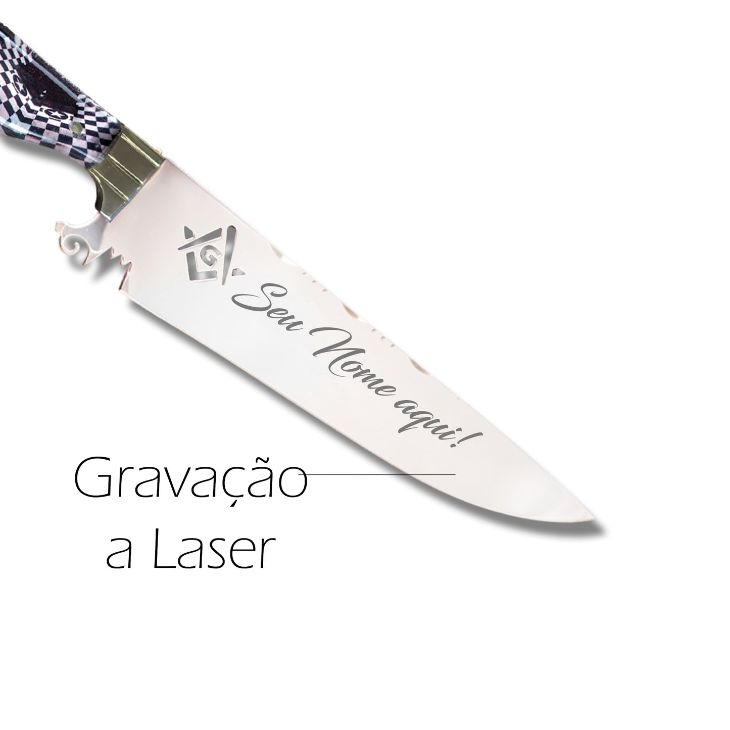 Faca Artesanal 10pol Aço Inox Maçom Personalizada