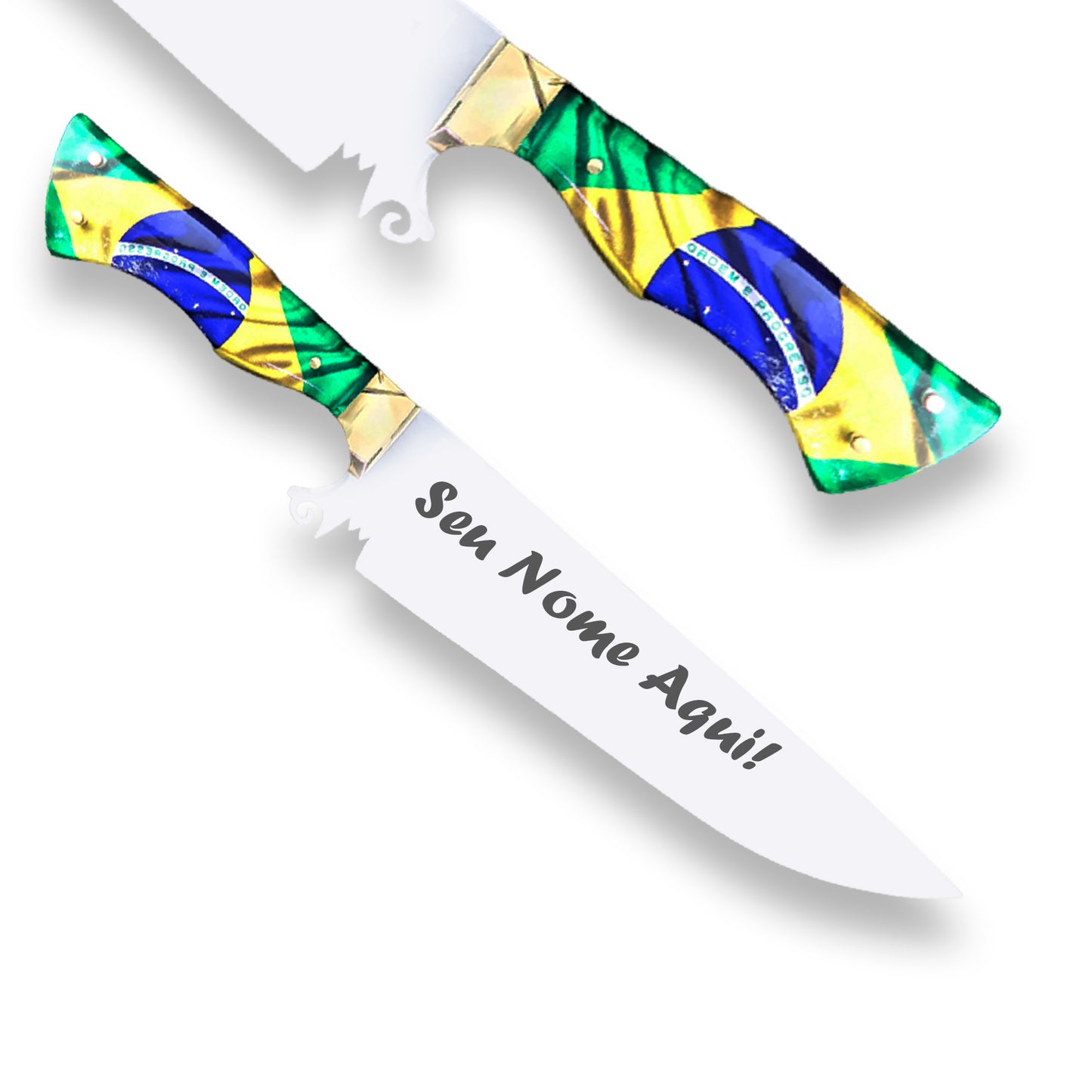 Faca Artesanal Churrasco 10pol Cabo Eua X Brasil Customizada