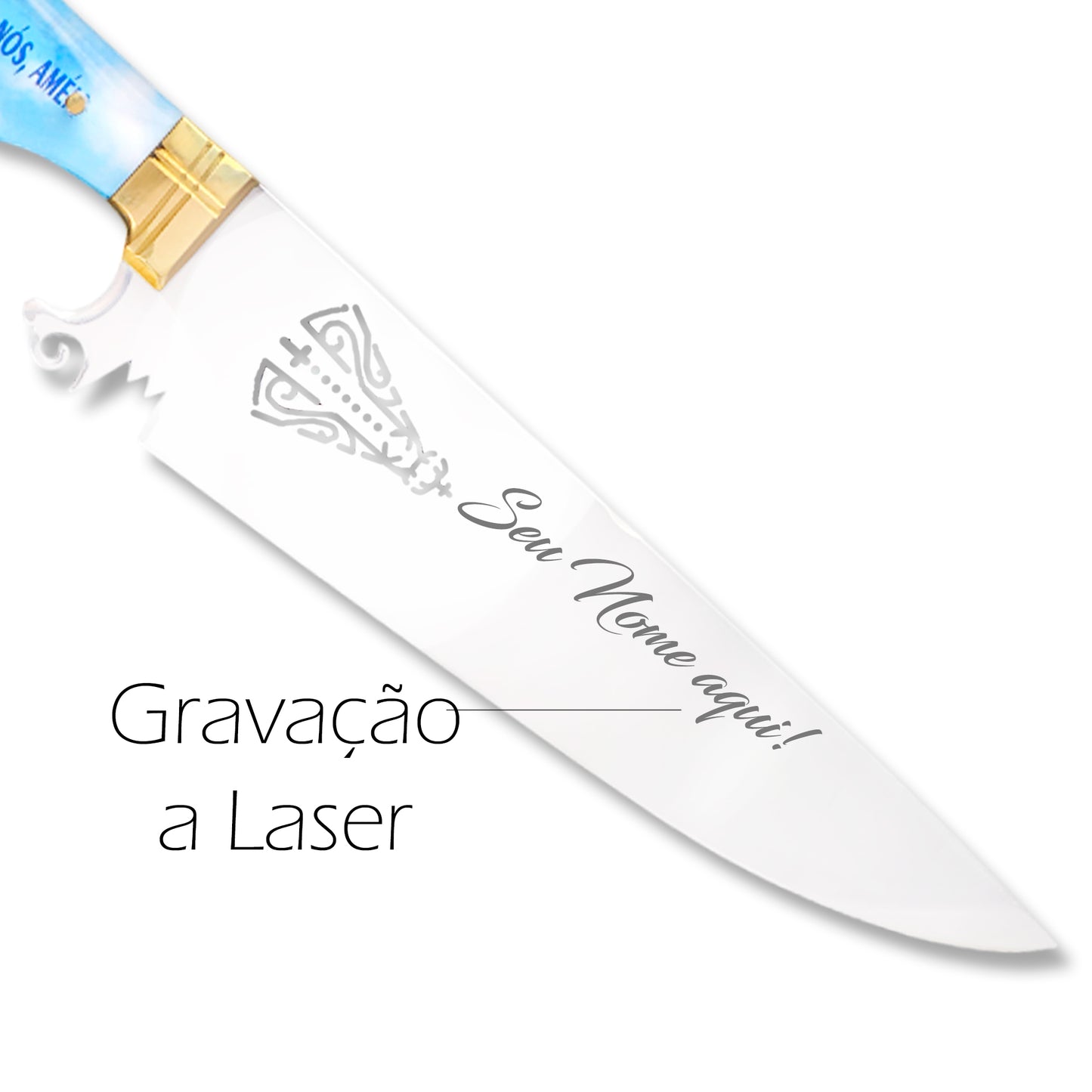 Faca Artesanal 10pol Aço Inox Nossa Senhora Personalizada