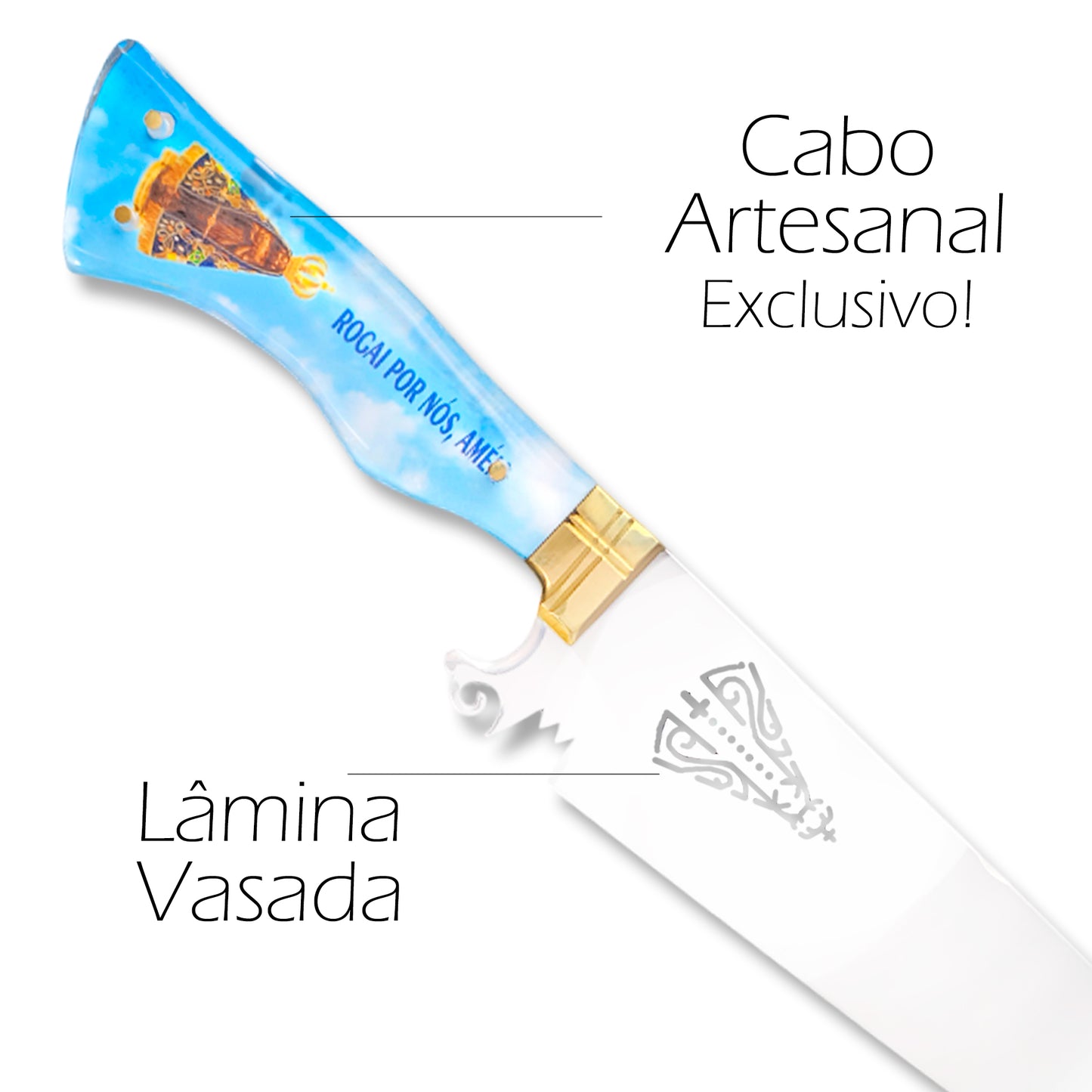Faca Artesanal 10pol Aço Inox Nossa Senhora Personalizada