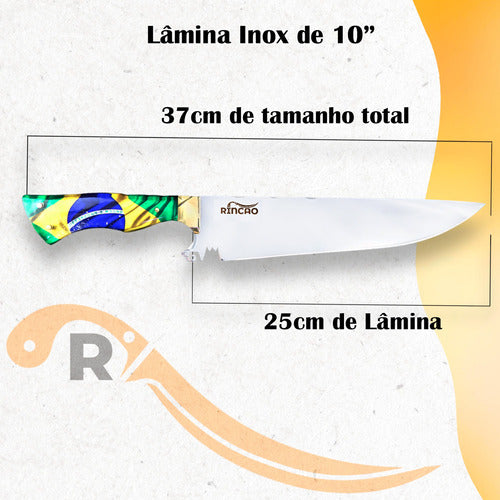 Kit Combo Facão Selva E Picanheira Churrasco Aço Inox 420c