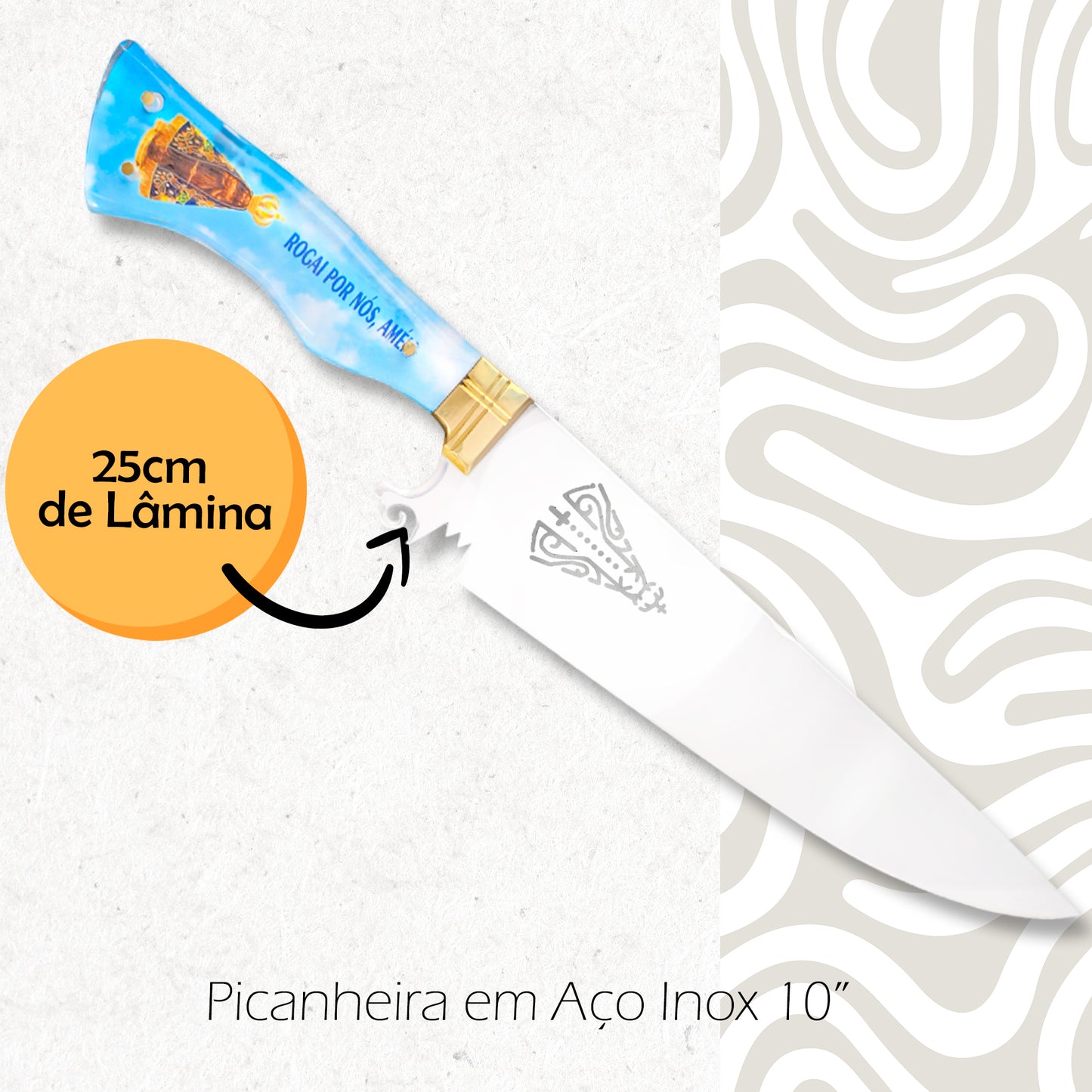 Faca Artesanal 10pol Aço Inox Nossa Senhora Personalizada