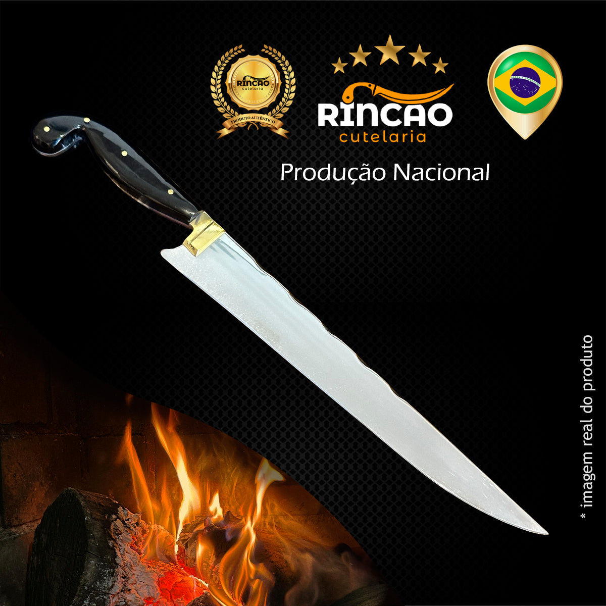 Faca Sorocabana 12pol Aço Inox 420c - Cabo Acrílico