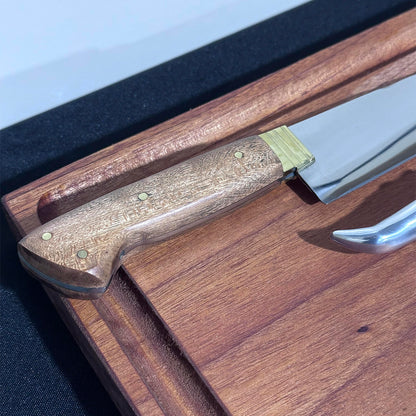 Kit De Churrasco Faca 8Pol Garra Touro e Tábua Carne