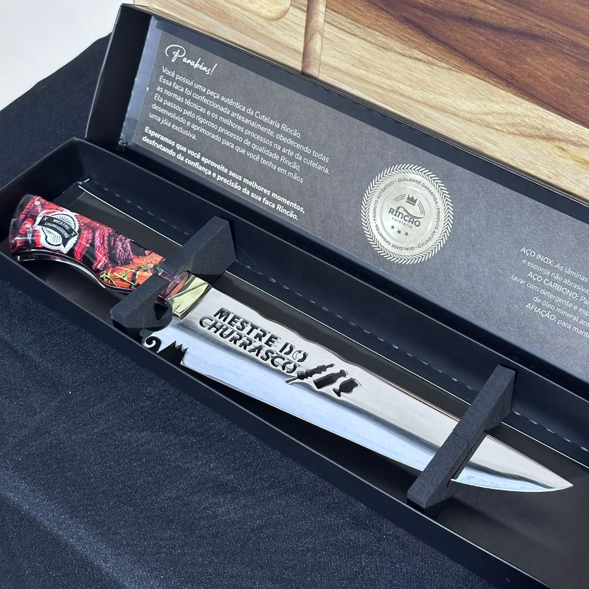 Faca de Churrasco Premium Lâmina Vazada Aço Inox