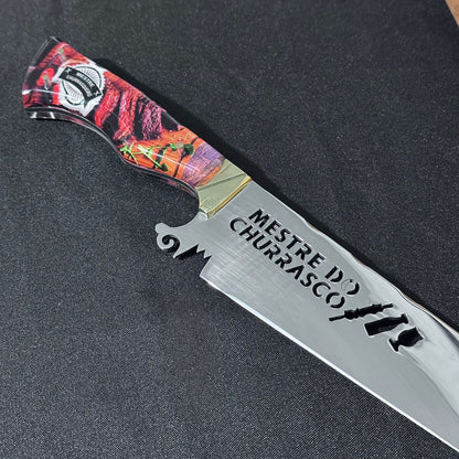 Faca de Churrasco Premium Lâmina Vazada Aço Inox