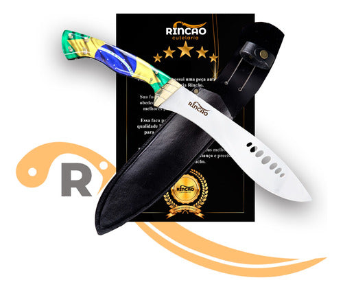 Facão Kukri Artesanal Selva Sobrevivência  13pol + Bainha