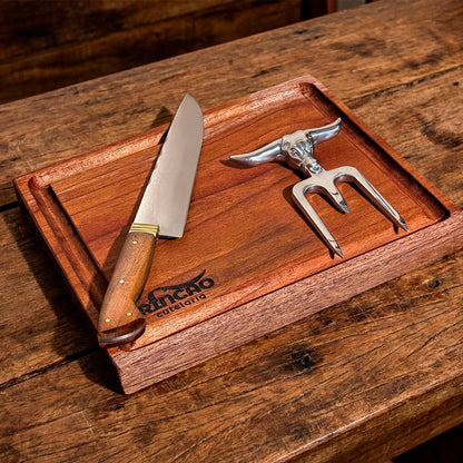 Kit De Churrasco Faca 8Pol Garra Touro e Tábua Carne