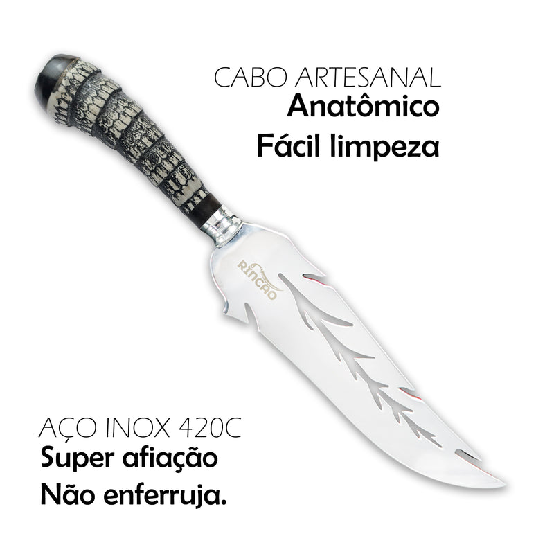 Faca Churrasco Artesanal Inox Rabo Tatu 10 Personalizada