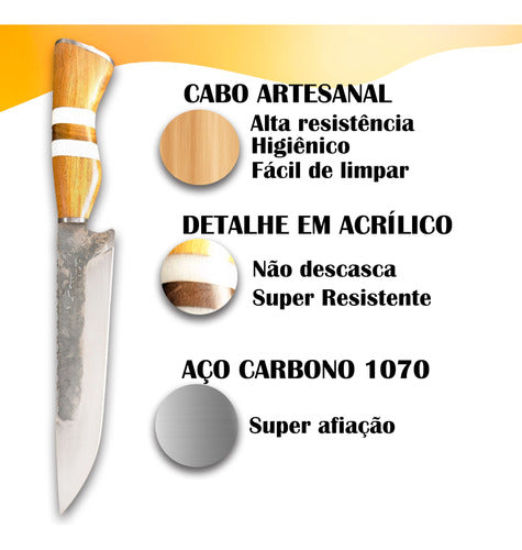 Faca Artesanal Churrasco 10pol Afiada Aço Carbon Promocional