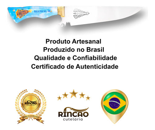 Faca Artesanal Churrasco 10pol Aço Inox Nossa Senhora