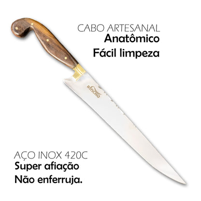 Faca Sorocabana 12pol Aço Inox 420c Cabo Madeira