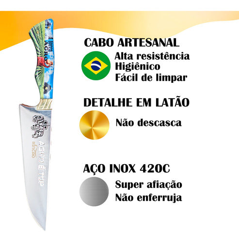 Faca Artesanal Churrasco 10pol Inox Agro É Top Personalizada