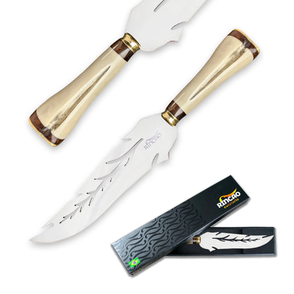 Picanheira Folha 10pol Inox Cabo Osso Bovino Personalizada