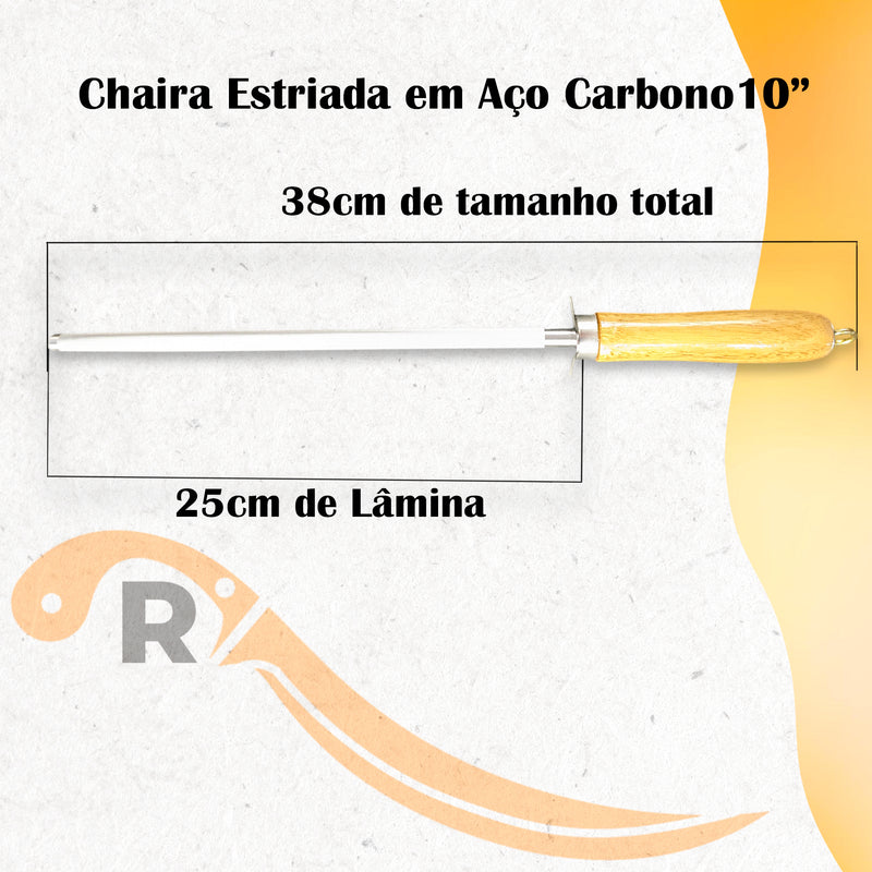 Chaira 10  Estriada Tradicional Com Haste Em Cromo