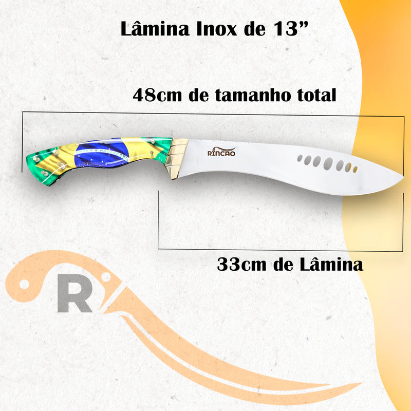 Kit Combo Facão Selva E Picanheira Churrasco Aço Inox 420c