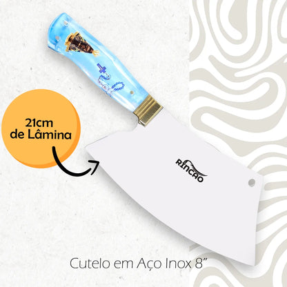 Cutelo de Carne Churrasco 8 Polegadas Cabo Acrílico Nossa Senhora