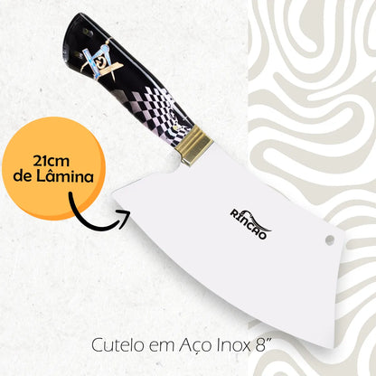Cutelo Maçonaria Maçom Artesanal Churrasco 8 Polegadas