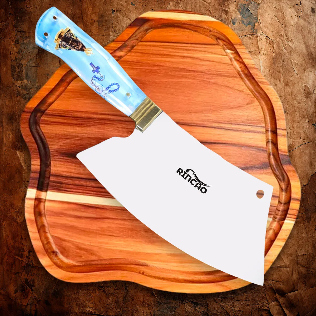 Cutelo de Carne Churrasco 8 Polegadas Cabo Acrílico Nossa Senhora