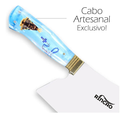 Cutelo de Carne Churrasco 8 Polegadas Cabo Acrílico Nossa Senhora