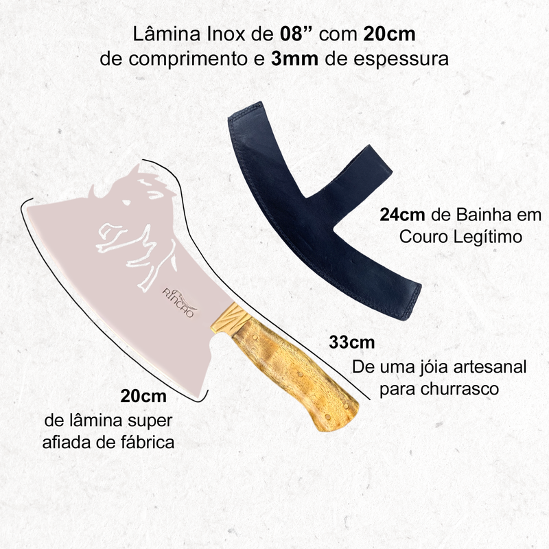 Cutelo Javali 8pol Em Aço Inox 420c Cabo Em Madeira Nobre