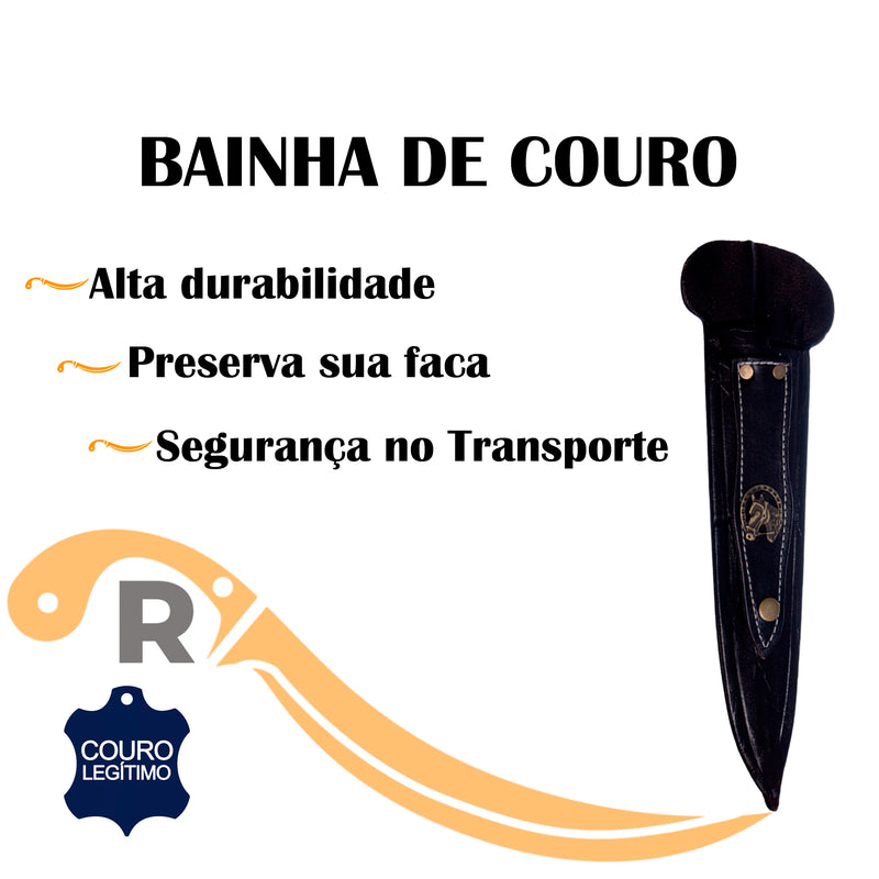 Kit Combo Faca Picanheira Churrasco 10pol + Strop Couro